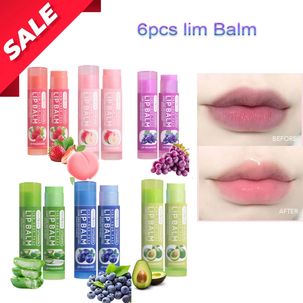 6pcs Lip Balm Set,deep Moisturizing Fruit Lip Moisturizer,Anti Cracking Lipstick, Lip Color Brighten,Christmas Gift Skin Care