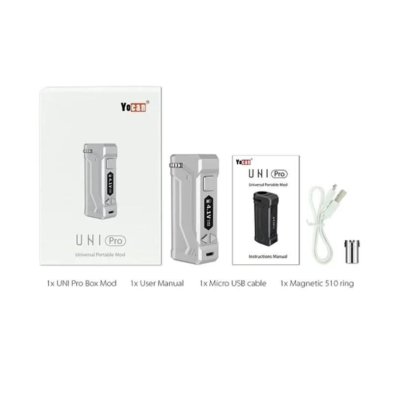 Yocan UNI Pro Box Mod, Cigarro Eletrônico, Bateria Embutida de 650mAh, Display OLED, Fio 510, Pré-Calor de 10 Segundos, Original