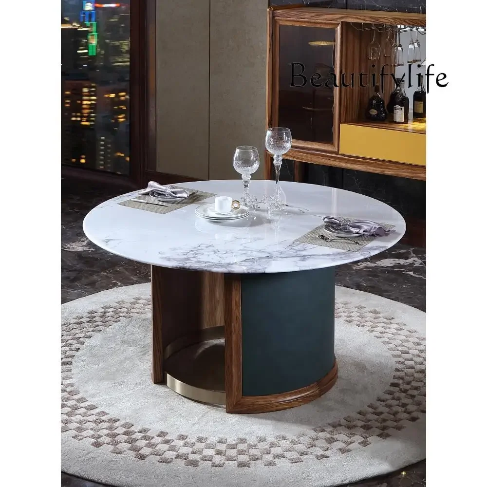 

Artistic Style Natural Marble Ugyen Wood Table Designer style high-end Aesthetic Modern Minimalist Restaurant Home