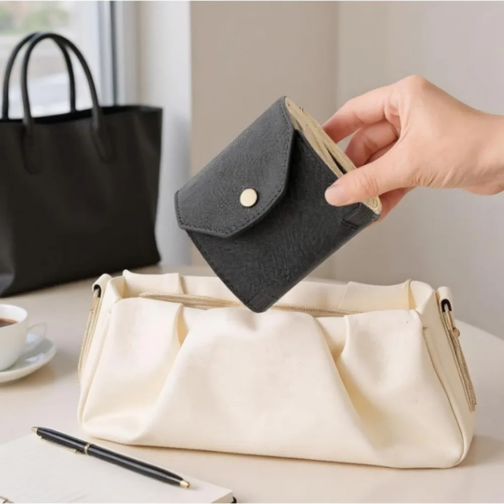 

Solid Color With Clasp Cash Wrap Wallet Multifunction Leather Money Holder Compact Lightweight Pocket Wallet Business Trip