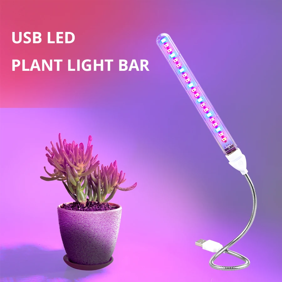 Phyto-Lámpara de cultivo USB de 5V, luz LED de espectro completo, roja, azul, interior, fitolamp para plantas, flores, plántulas, invernadero