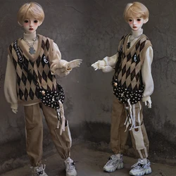 BJD doll clothes suitable for 1/4 1/6 size bjd boy clothe campus overalls autumn brown coffee color doll accessories (5 points)