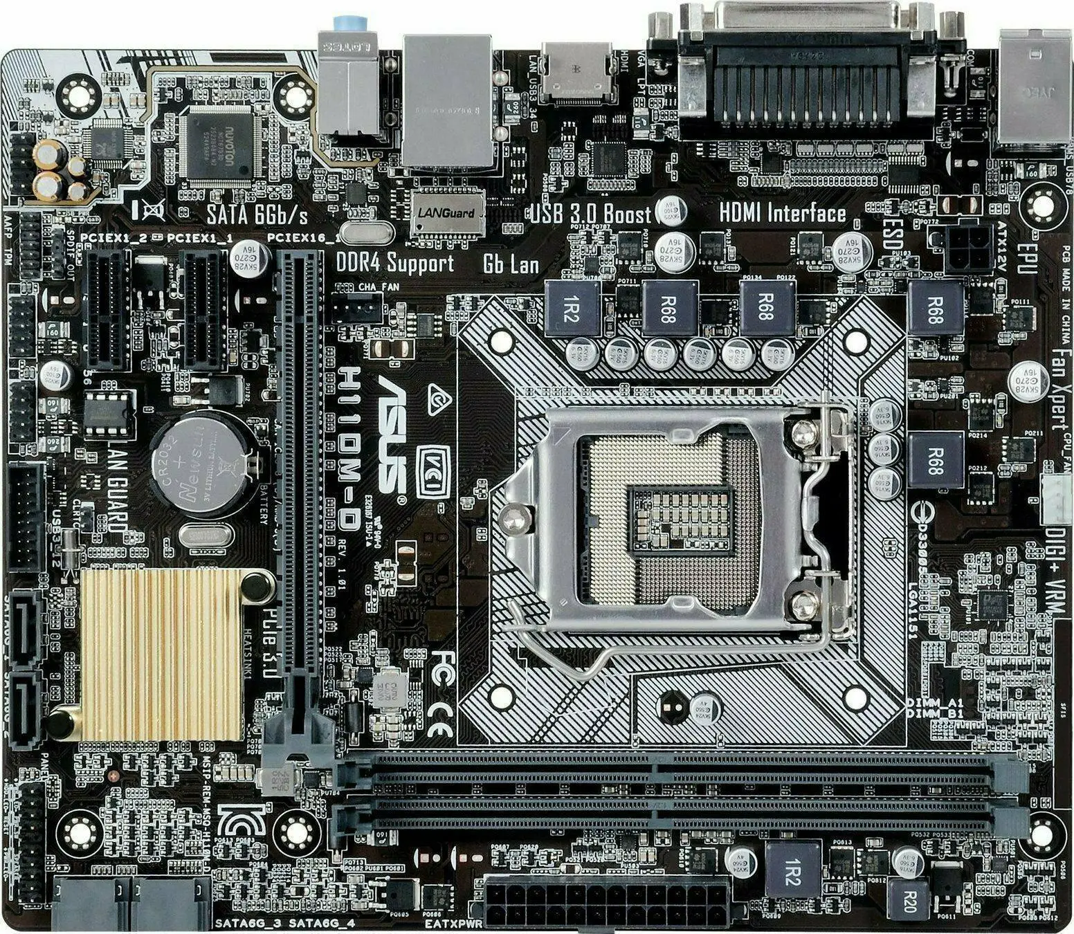 LGA1151 ASUS H110M-D Motherboard Intel H110 2×DDR4 32GB PCI-E 3.0 SATA III USB3.0 HDMI Micro ATX support Sixth gen Core i7/i5/i3