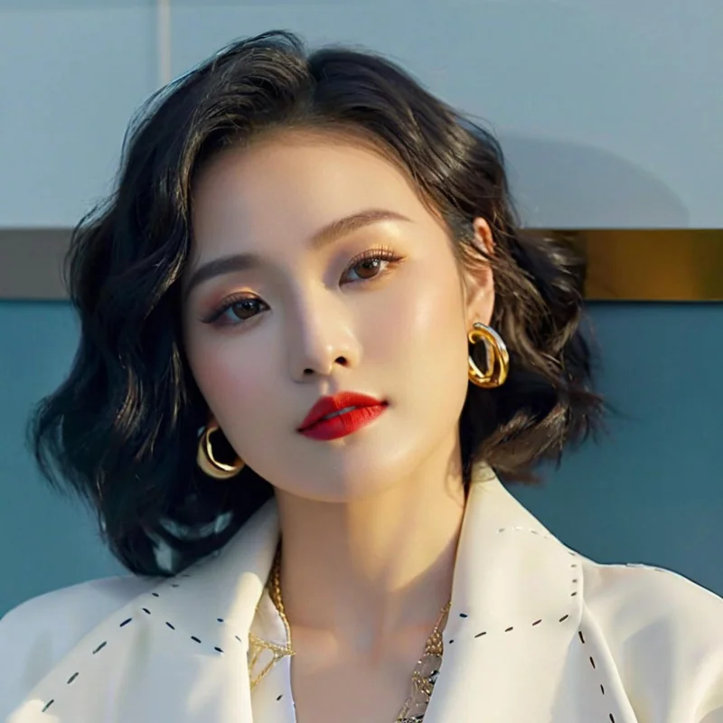 Короткие вьющиеся волосы Cyclone Sister Chen Shuting Same Style Royal Sister Style Элегантный универсальный персонализированный полный парик Цельный Dro