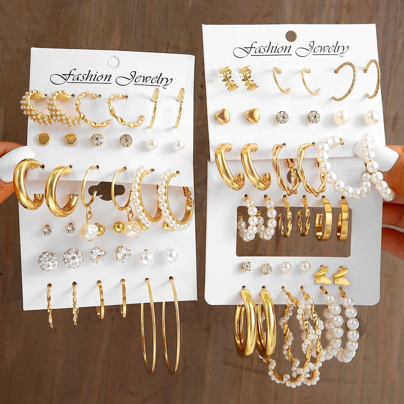 New Boho Big Circle Hoop Earring Set for Women Gold Color Bohemia Vintage Pearl Earring Heart Zircon Ear Studs Jewelry Gifts