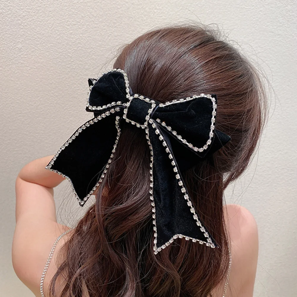 

2Pcs Vintage Hairpin Elegant Bowknot Hair Clips Decorative Rhinestone Pins Black Burgundy Stylish Headdress Accessories Hair