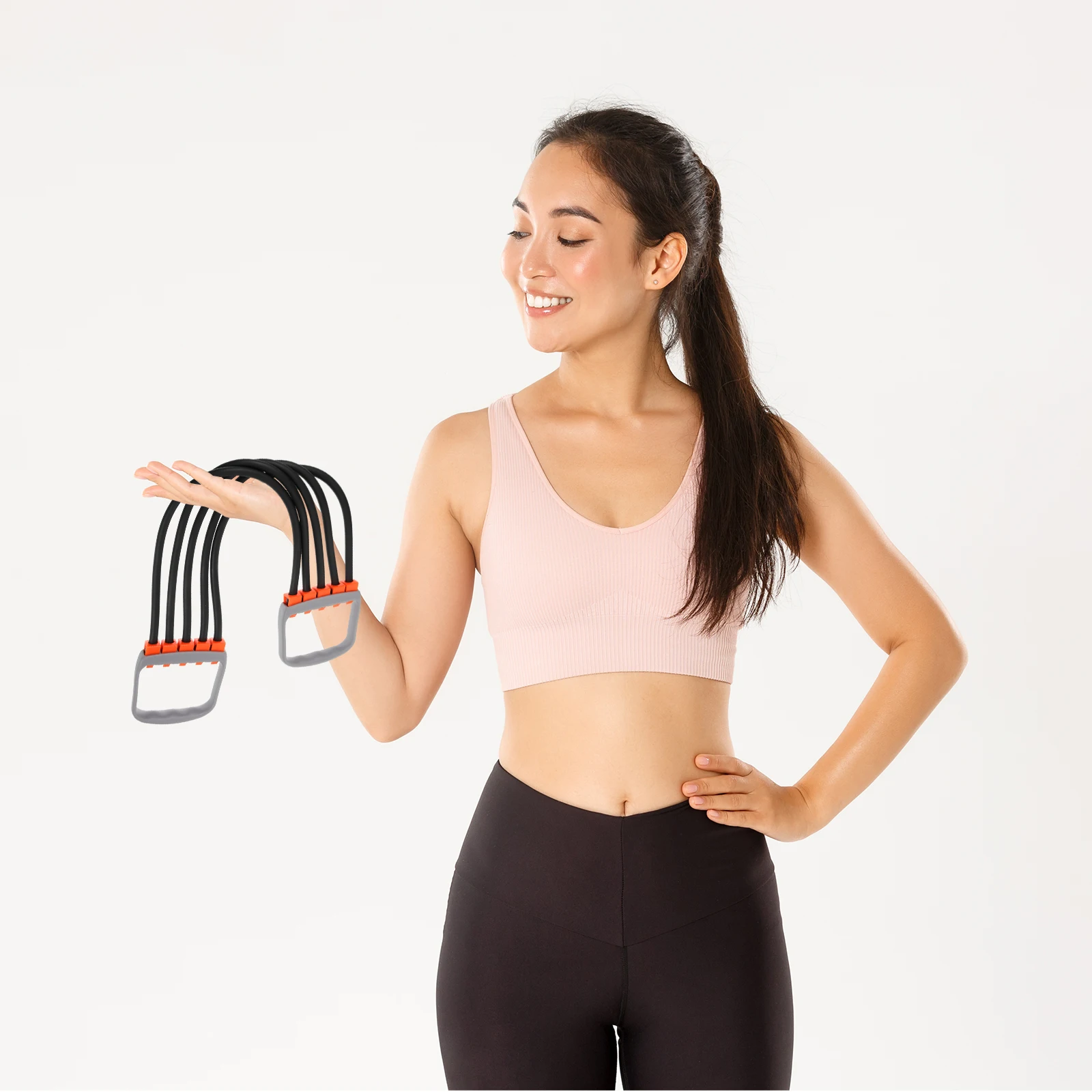 

Portable Chest Expander Handle Rope Durable Tpr Material Non-Slip Grip Workout Resistance Band For Pull Ups Home
