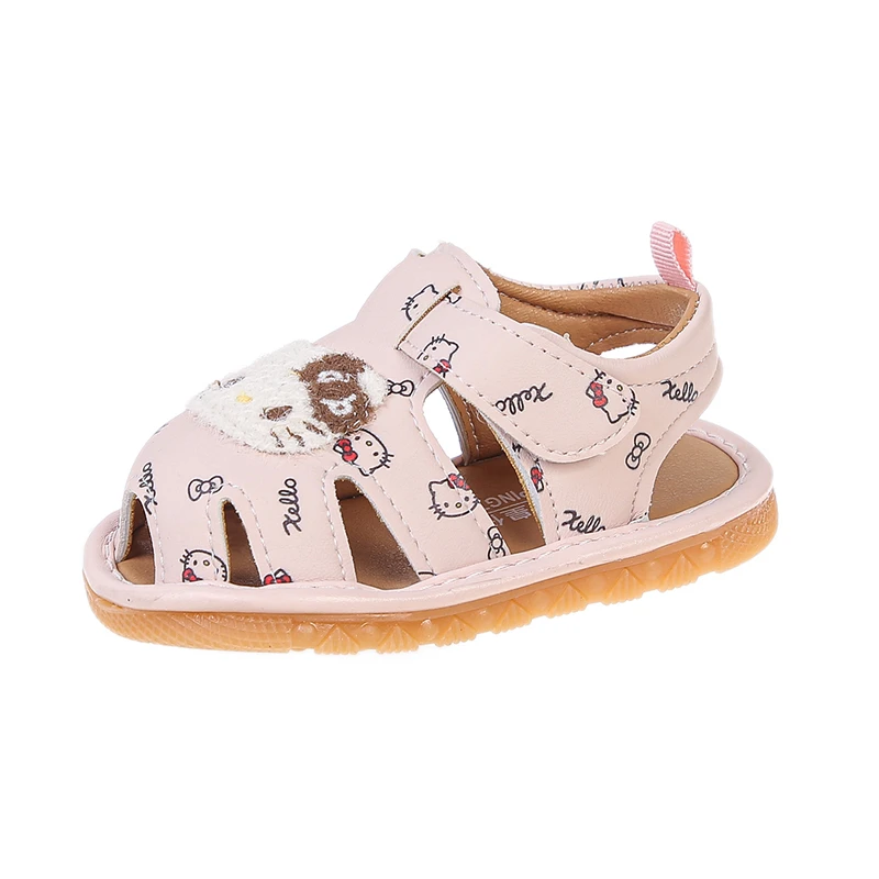 

Kids'Toddler Sandals PU Leather PU Leather Hello Kitty Summer Shoes For Girls Hook and Loop Soft Bottom Khaki Pink Size 17-21
