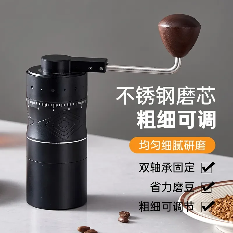 Portable Manual Coffee Grinder Adjustable Ceramic Burr Hand Crank Mill for Fresh Beans Italian Style Compact Design for