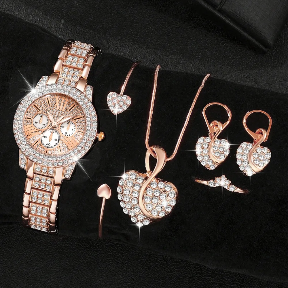 6Pcs Ladies' Elegant Fashion Watch Set, Perfect For Daily & Formal Occasions, Birthday, Party And Valentine's Day Gifts.