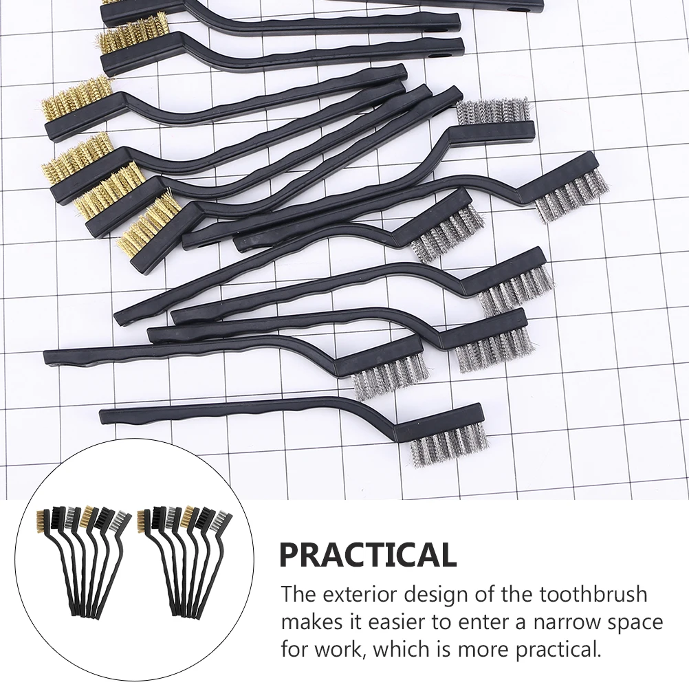 

12pcs Cleaning Copper Wire Brush Stainless Steel Bristle Rust Removal Tool Machinery Maintenance Industrial Wire Brush Set
