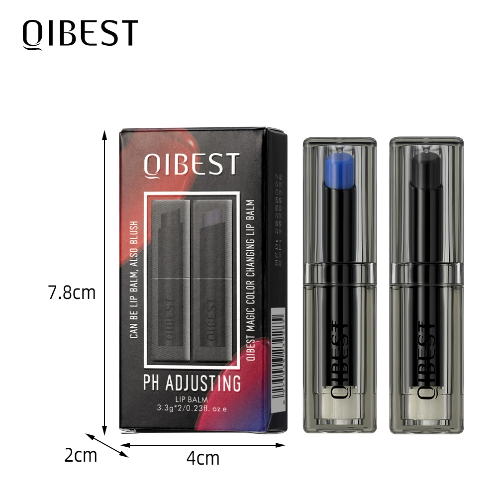 Qibest batom que muda de cor, 2 peças, hidratante de longa duração, mudança de ph, bálsamo labial, nutre, mancha labial, blush facial, conjuntos de maquiagem