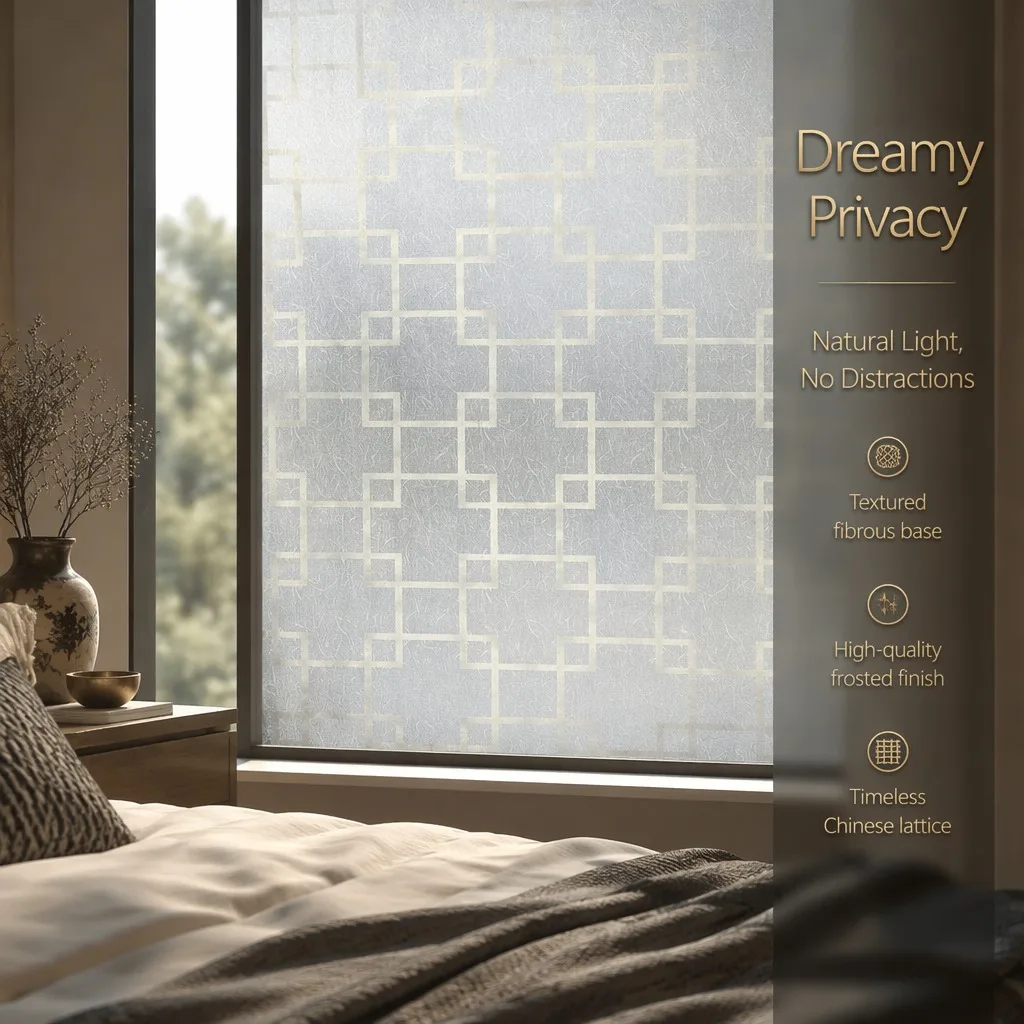 Modern Minimalist Privacy Window Film Translucent Heat Control UV Protection Static Cling for Bathroom Living Room Glass view 2