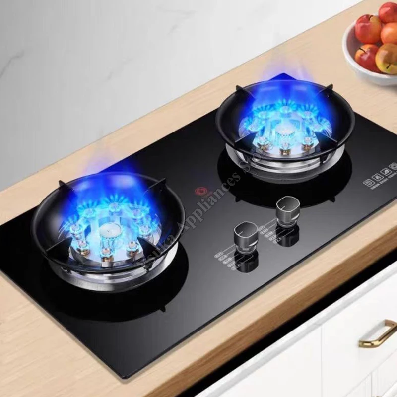 

Газовая плита с высокой мощностью, бытовая двойная плита, встроенная газовая плита, плита на сжиженном газе из закаленного стекла