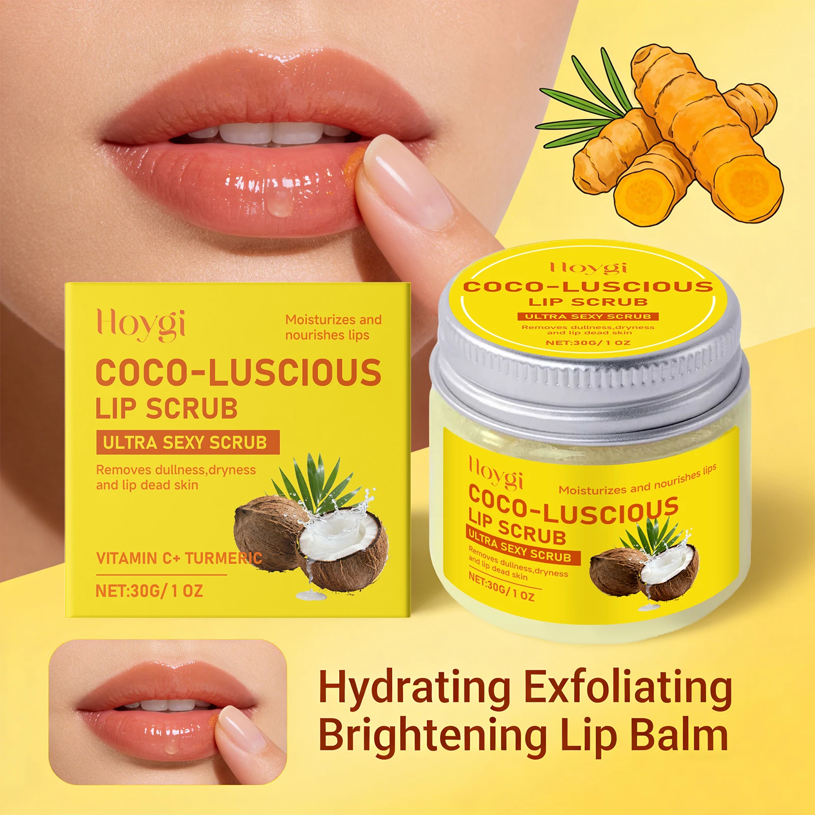 Turmeric Lip Scrub Exfoliating Dead Skin Removal Fade Lip Lines Reduce Melanin Moisturizing Nourishing Anti Crack Lip Care