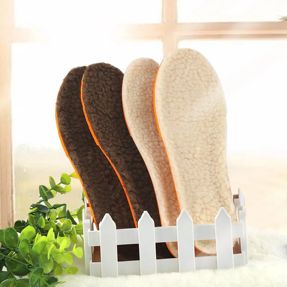 

1 Pair Warm Insoles Winter Shoe Cushions Shock Absorbing Foot Care Insoles Sports Shoe Pads For Men Women 33-36 Brown