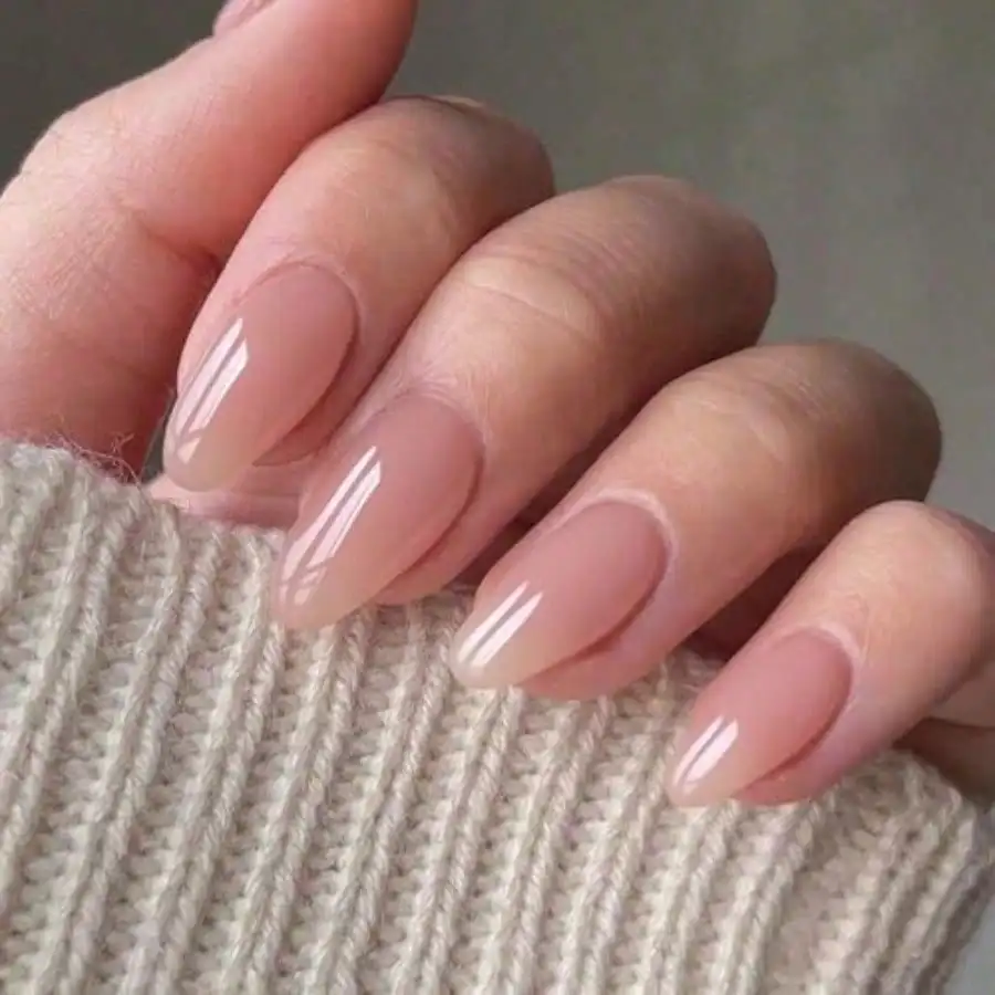 Nude Pink Press On Nails Short Almond Natural Pure Pink Handmade Soft Jelly Gel Fake Nails Tip Neutral Glossy Round Oval Stick Glue On Nails Kit For Women Reusable Acrylic False Nail Set