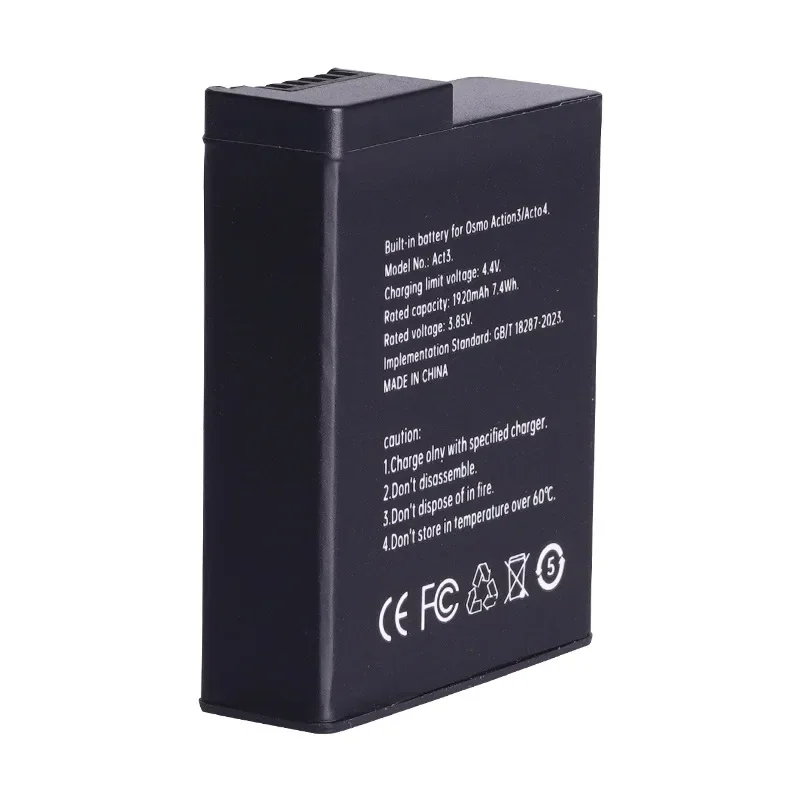 1920mAh 3.85V Suitable for DJI Action 3/4 Battery Long Endurance Low Temperature Resistance Fast Charging Sports Camera Battery