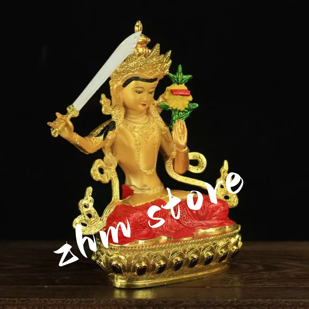 Alloy Zinc Multi-color 14.8cm Buddhist Manjushri Buddha Statue , Relijious Buda Ornaments for Room