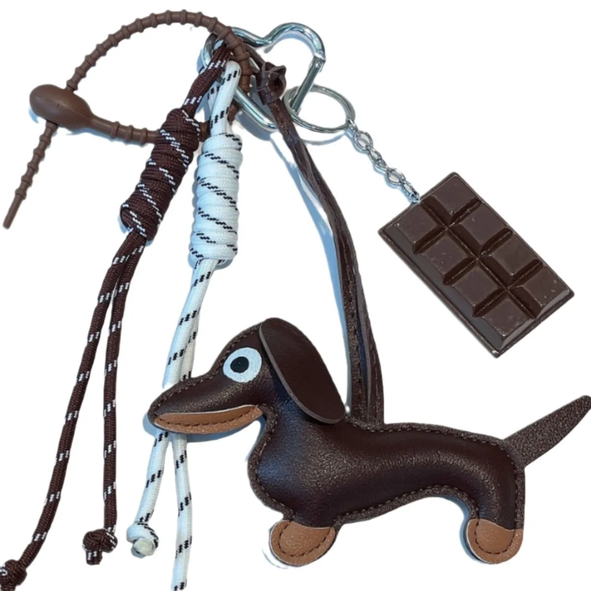 Vintage Ins stijl Worst Hond Auto Sleutelhanger Tas Hanger Miu Serie Hangend Touw Chocolade Weven Touw Accessoires