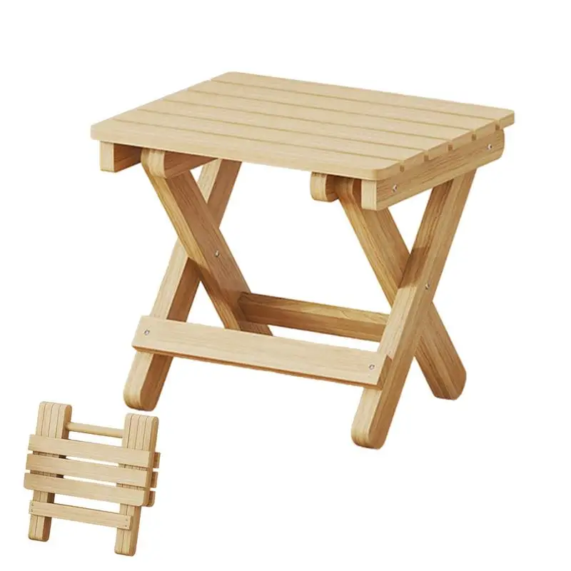 Small Folding Stool Fold Up Wooden Stools Lightweight Fold-up Step Stool Heavy Duty Folding Foot Rest For Outdoor Hiking Fishing