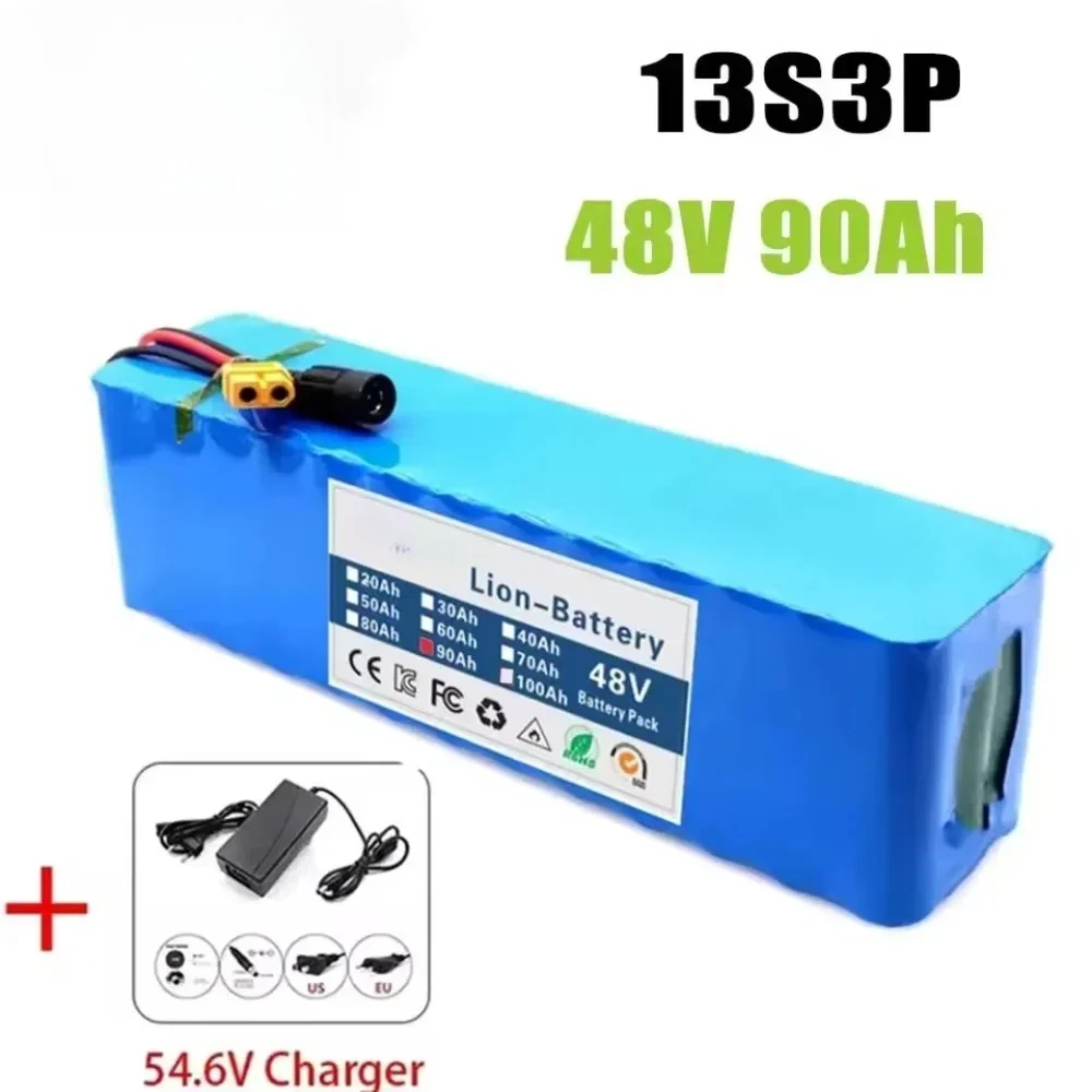 Nieuwe 48V 20Ah 2000W 13S3P DC/T lithium-ionbatterij geschikt voor 48V-motoren met BMS + 54,6V-oplader - afbeelding 2