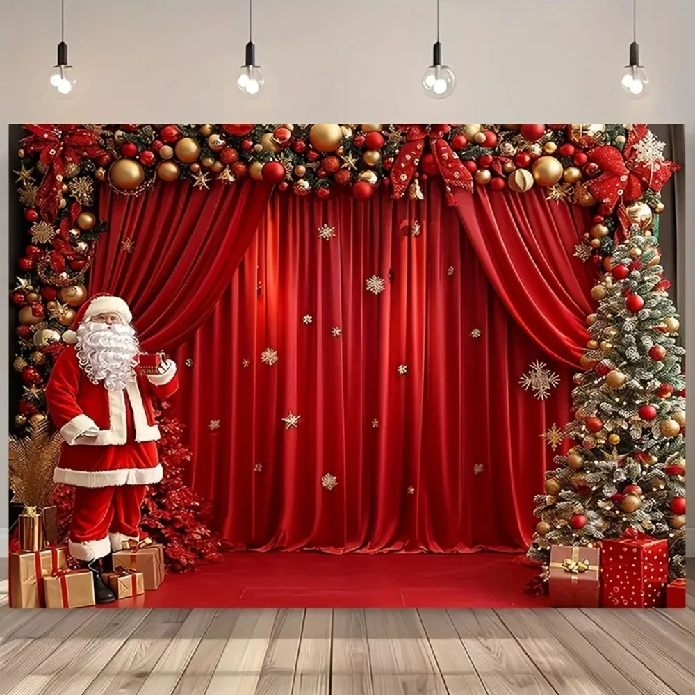 Winter-Weihnachtsbanner-Hintergrund, Schneeflocken-Weihnachtsbaum, Outdoor-Dekoration, Requisiten-Hintergrund für Familienfeiern und Partys – Detail 3