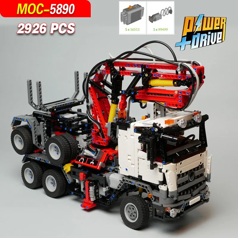 Kit de blocs de Construction de camion de Transport en bois Long MOC-5890, 2926 pièces, ingénierie mécanique, systèmes généraux, jouets de Construction