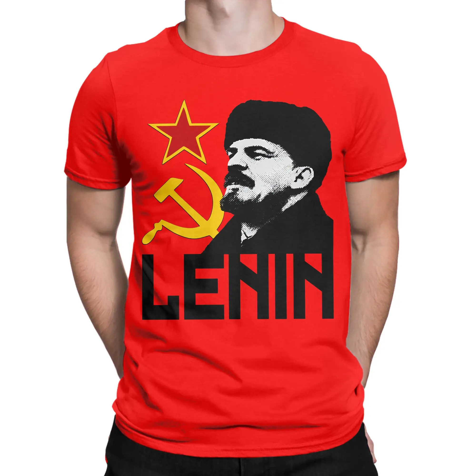 Printed VLADIMIR LENIN cccp T Shirt for Men Women  Pure Cotton Tee Shirt Short Sleeve Clothing