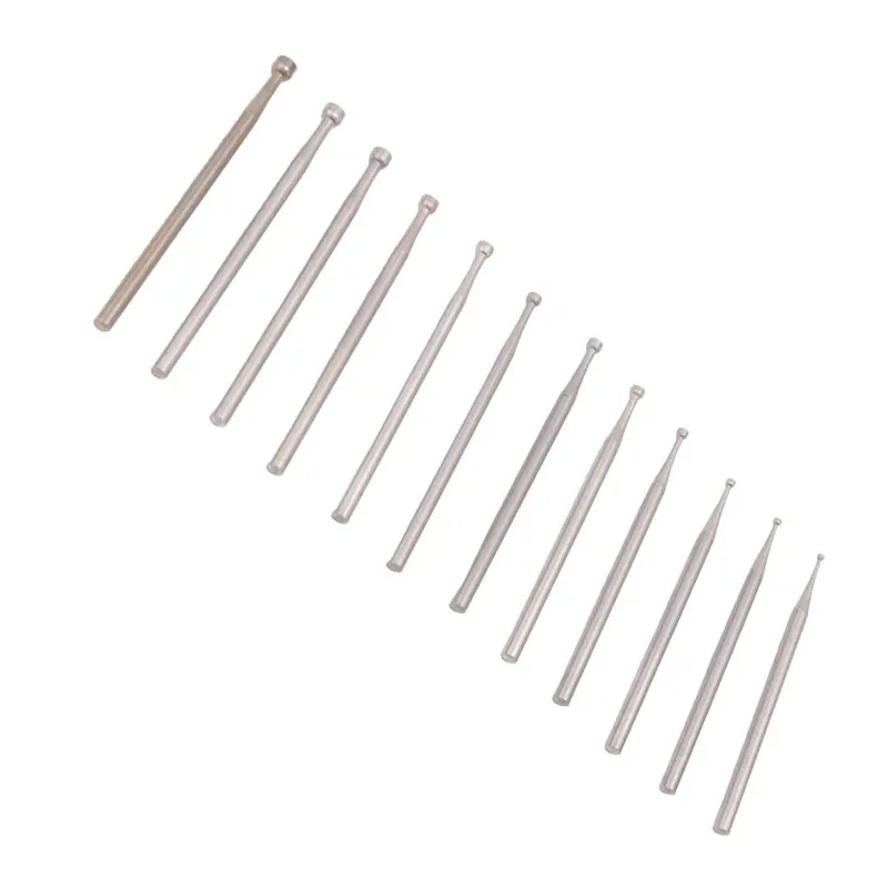 J1UL1N 12 Pcs Round Cup Burr Set, 3/32Inch Shank Wire Rounder Bits Jewelry Carving Bits (0.8-3.0Mm)