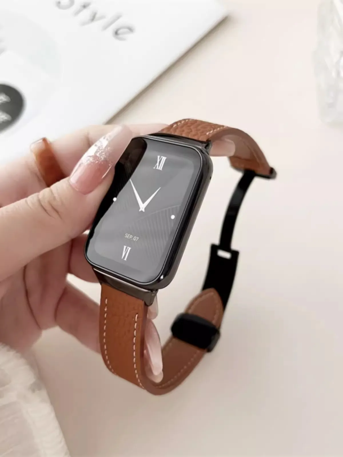 حزام جلد لشاومي مي باند ، سوار مشبك مغناطيسي لساعة ريدمي 4 ، سوار معصم بديل ، ملحقات حلقة ، 8 برو ، الموضة