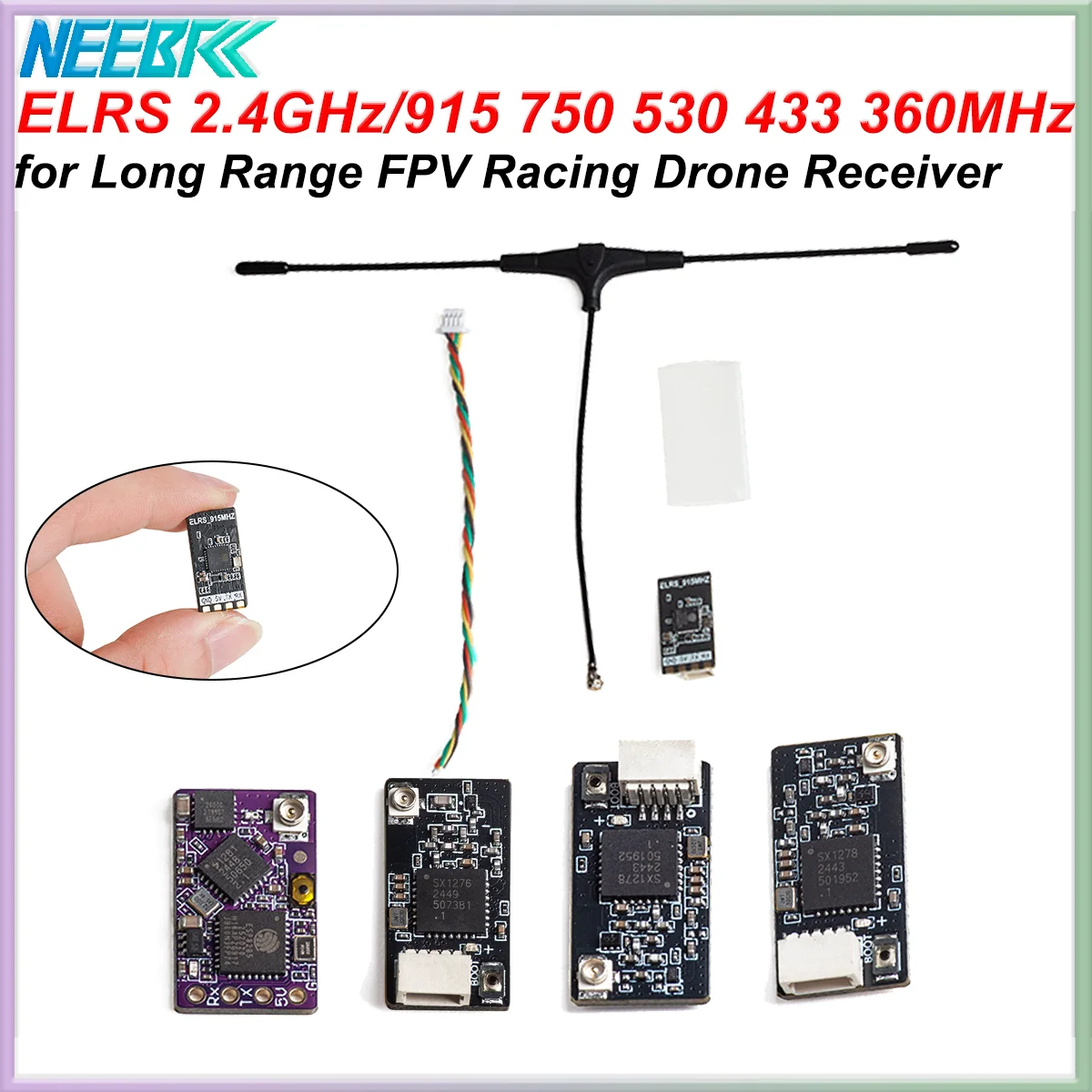 ELRS 2.4G/915Mhz/360Mhz/433MHz/530MHz/750Mhz ExpressLRS Mini Receiver T Type Antenna for FPV Long Range Drone Quadcopter Rarts