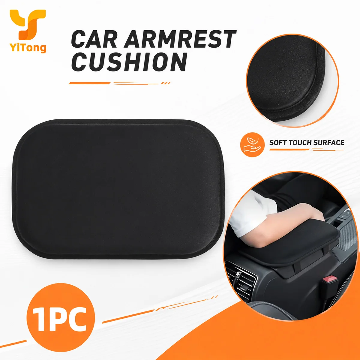 Yitong 1PC Universal Car Center Console Armrest Heightening Pad Plush Elbow Support Cushion Anti‑Slip Cover Car Interior Parts
