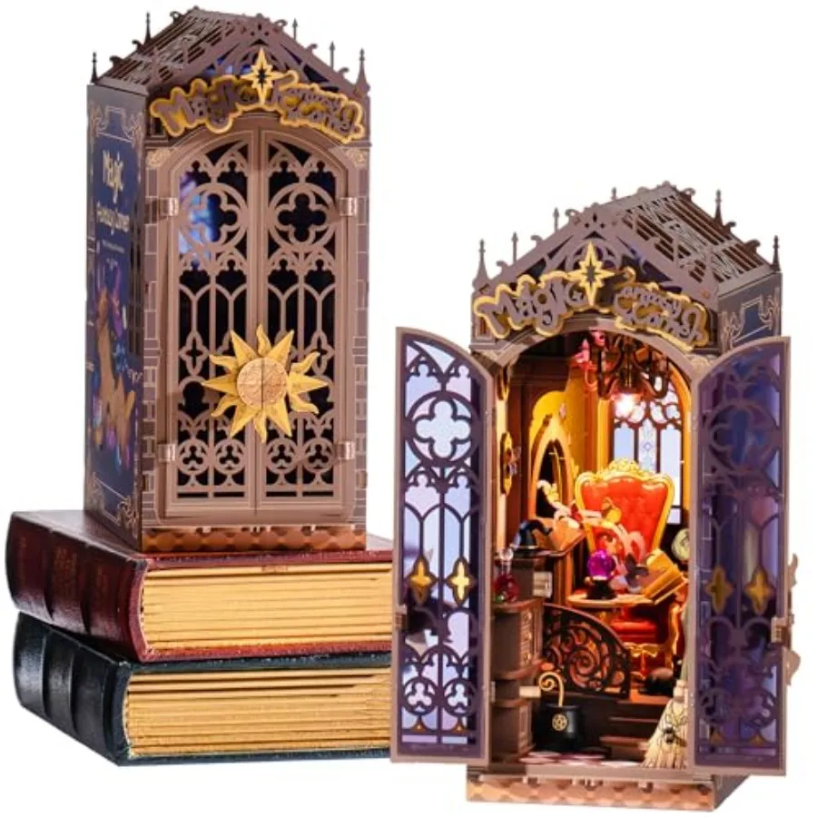 

LED Book Nook Kit Magic Fantasy Corner DIY Booknook Kit 3D Creative Decorative Bookend Bookshelf Insert Halloween/Christmas Dec