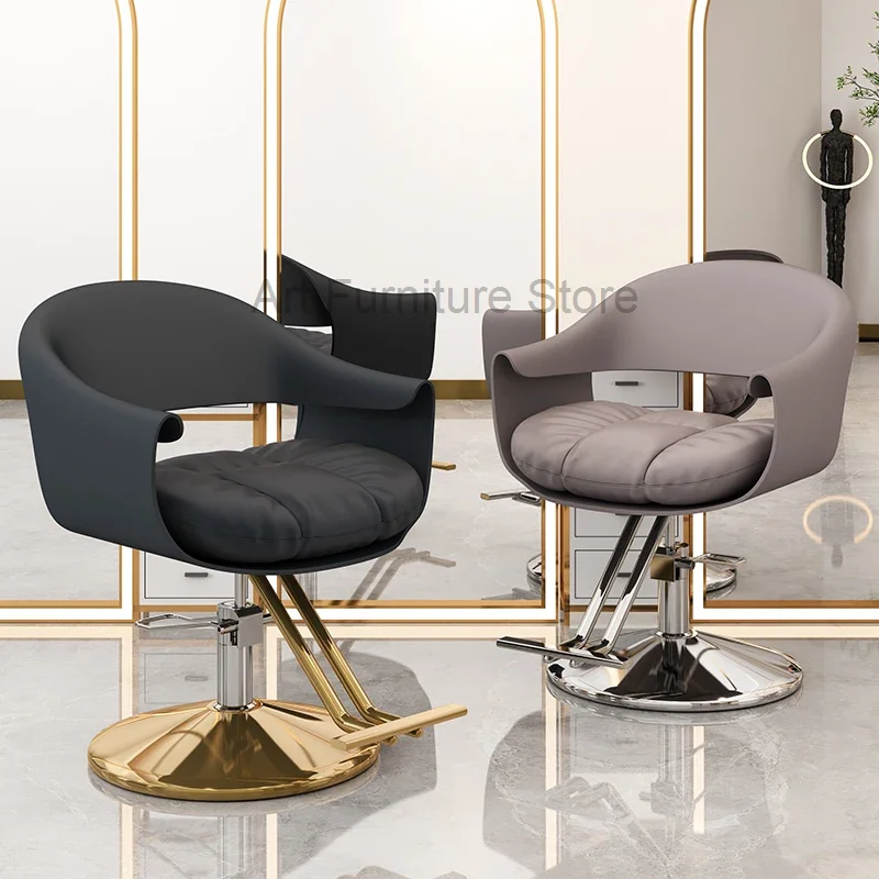 

Hair Barber Chairs Barbershop Gold Salon Special Cutting Modern Style Swivel Liftable Lift Chair Hairdressing Taburete Furniture