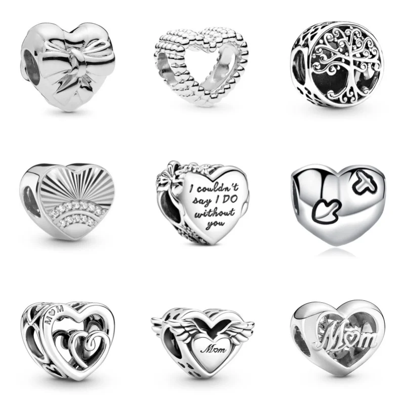 New 925 Silver Plated Dad Mom Lover Friend Charm Beads For Pandora Necklace Bracelet Keychain DIY Fine Women Girls Jewelry Gifts