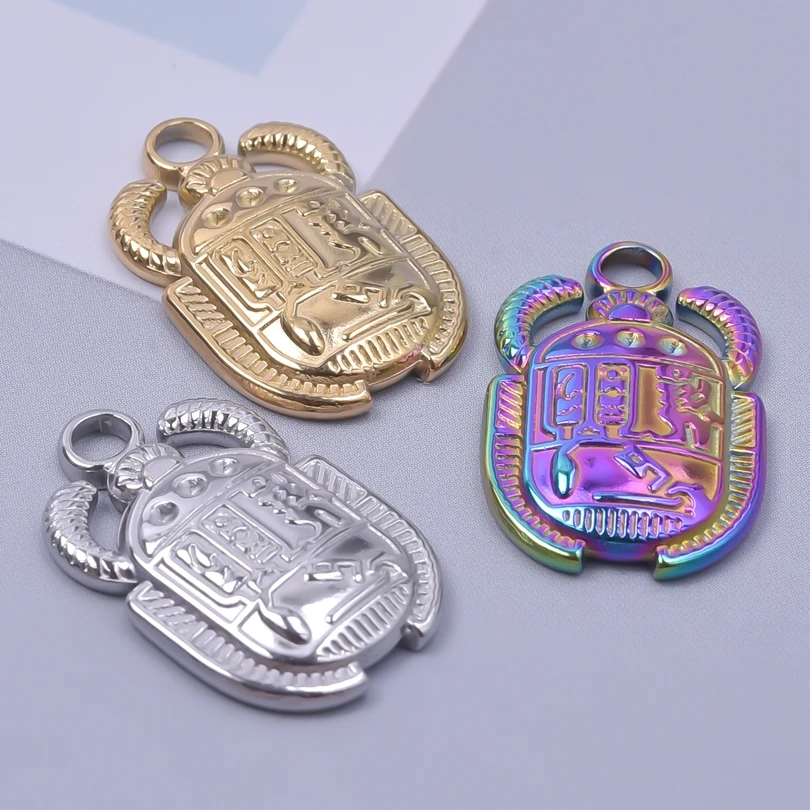 5Pcs/Lot 3 Color Egyptian Scarab Beetle Charms For Jewelry Making DIY Cute Animal Insect Findings Handmade Jewelry Accessories