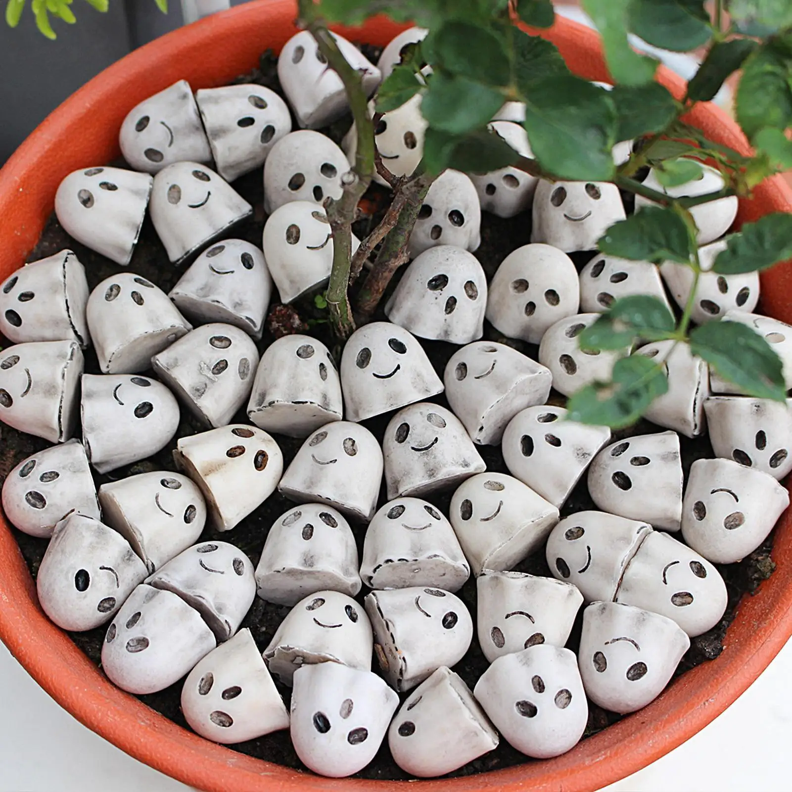 

20pcs Halloween Ornaments Cartoon Mini Ghost Decoration Ornament Potted Landscape DIY Resin Sculpture Party Decor Props