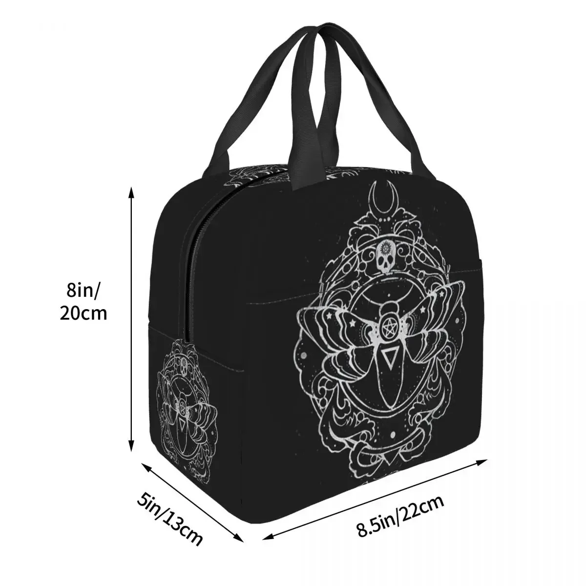 Gothic Death Moth Occult Witchcraft Insulated Lunch Bag for Women Kids Leakproof Food Boxes Thermal Lunch Box Tote