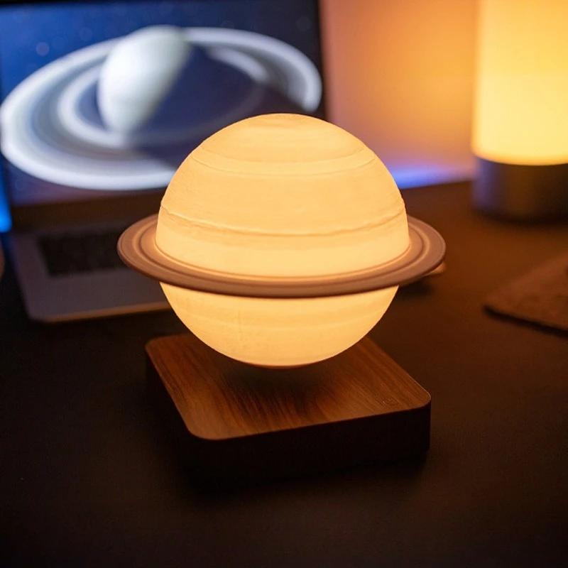 18cm Magnetic Levitation Saturn Lamp 3 Color LED Planet Light Bedroom Desktop Creative Decor Gift