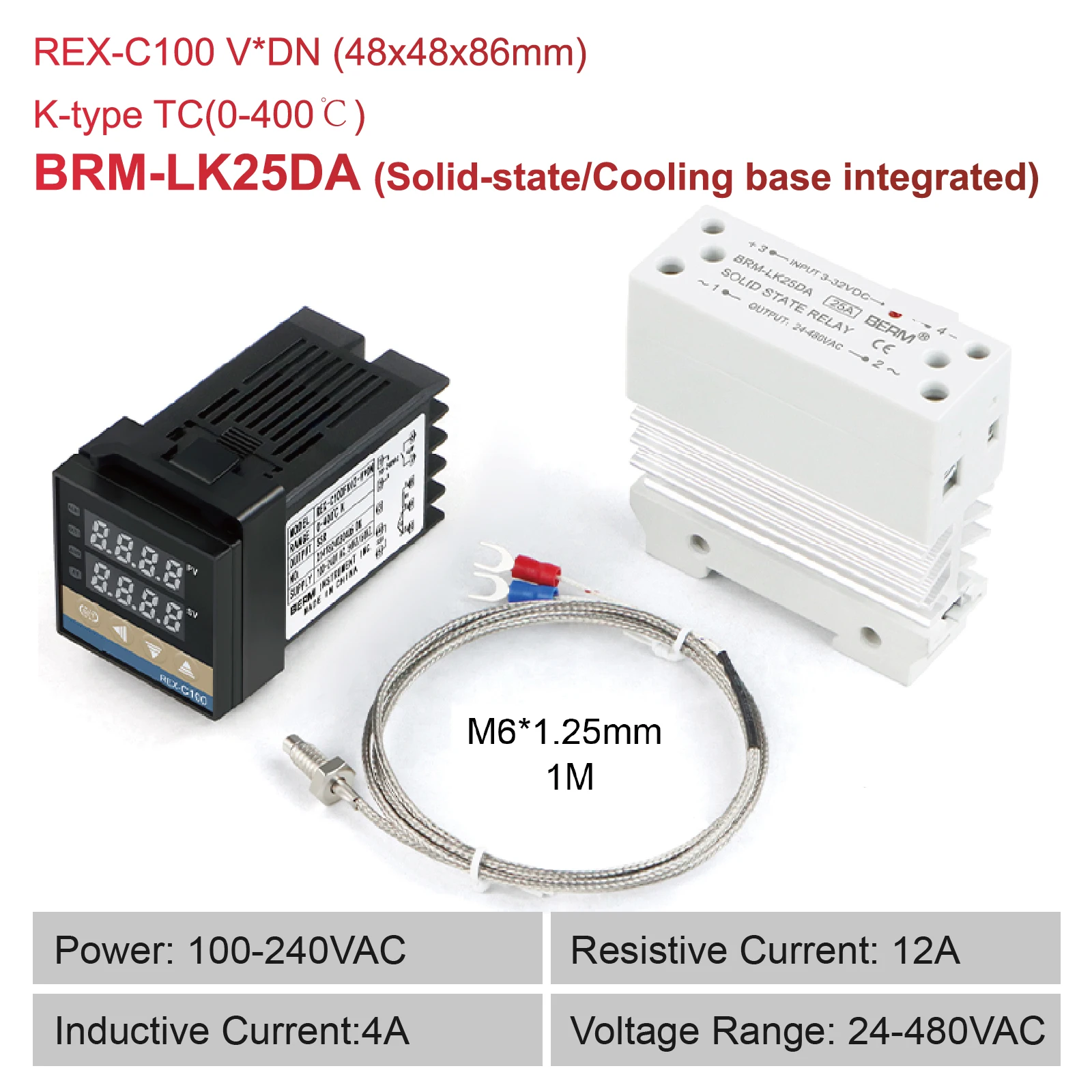 Zoegneer REX C100 PID Temperaturregler Set – Mit SSR 40DA, K-Typ Sonde & Kühlkörper – Für 0–999 °C Präzise Regelung