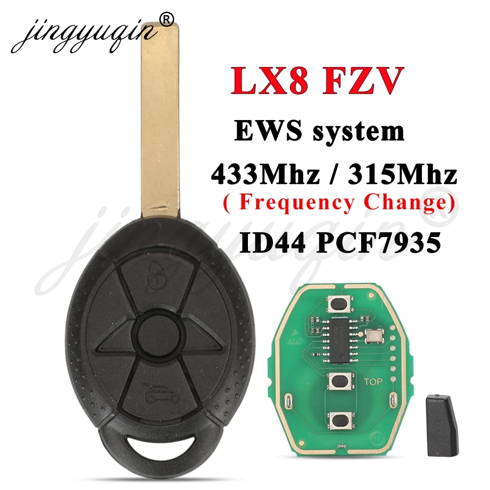 jingyuqin 1/5pcs LX8FZV EWS Car Remote Key Fob 433/315MHz ID44 for BMW Mini Cooper S R50 R53 MINI ONE COOPER 2003-2007 PCF7935