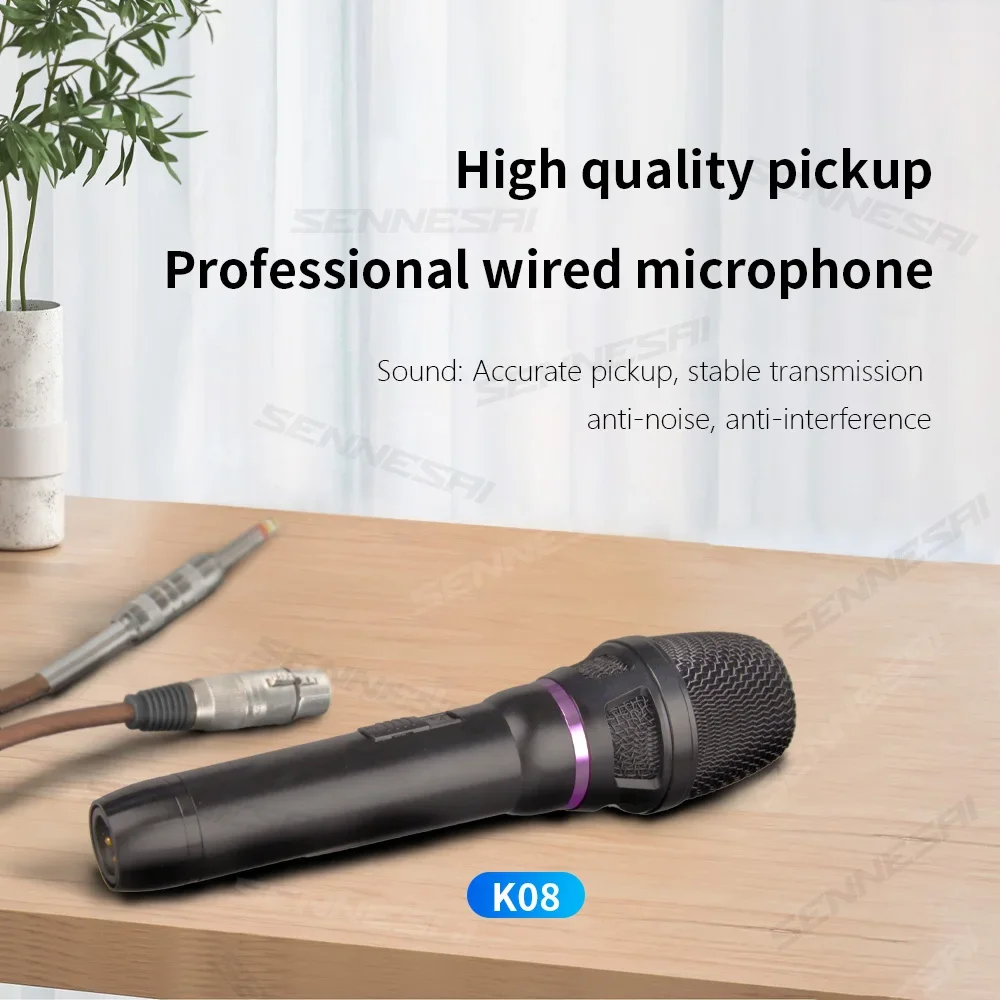 High Quality！K-08 Professional Dynamic Handheld Microphone Karaoke Wired Microphone With Clip Stereo Studio Mic