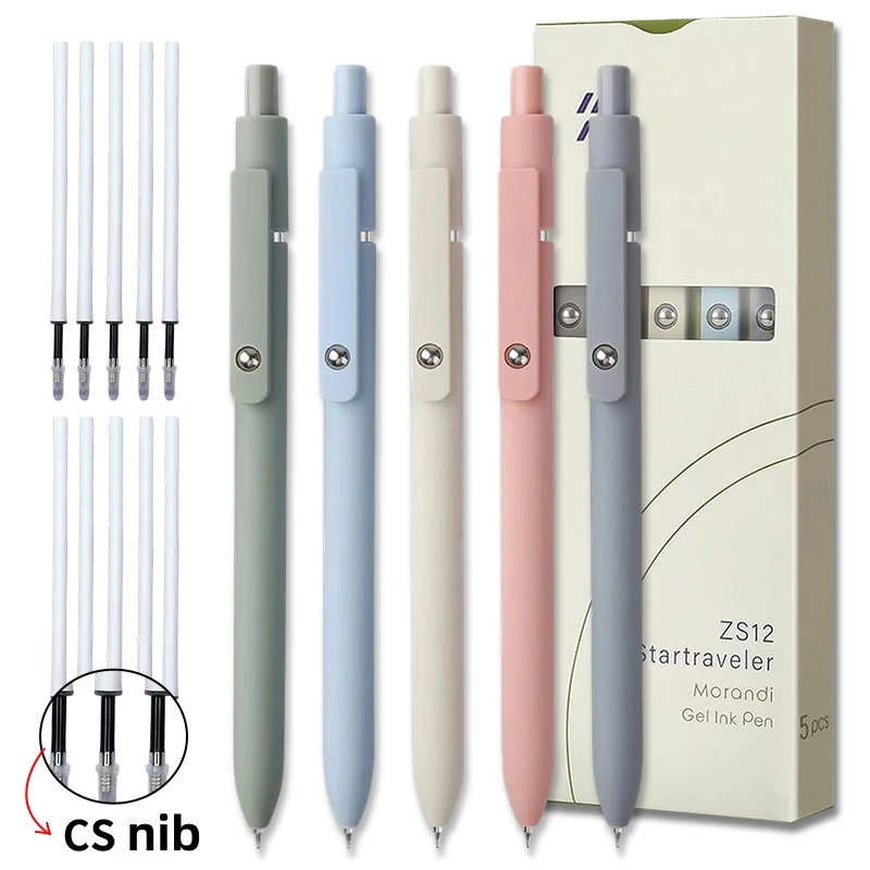 

5 Gel Pens + 10 Replacement Inks, 0.5mm Fine Tip Black Ink Pens, Long-Lasting and Durable, Comfortable Grip and Smooth Writing, the Best Choice for Writing and Office Use