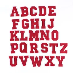 6CM Red Letters Chenille Embroidery Patches Applique Diy Alphabet Iron on Patches For Clothing Sewing Name Patches on Clothes