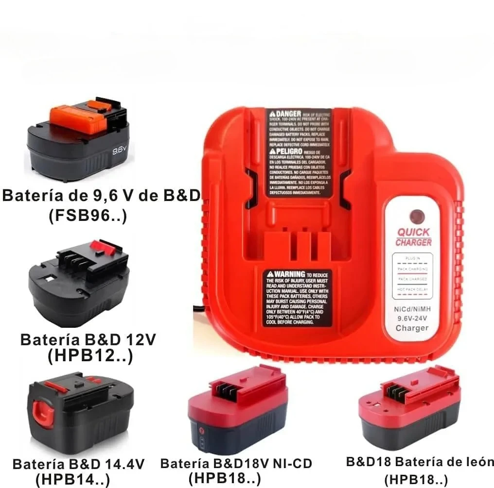Replacement Battery Charger For Black & Decker Ni-CD Ni-MH Battery Multi-Volt 9.6V/12V/14.4V/18V Fast Battery Charger