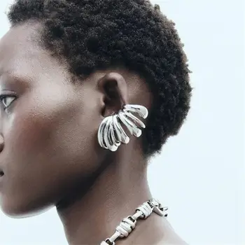 1 pary wielowarstwowe damskie kolczyki w stylu Vintage pełne ucho nieregularne imprezowe kolczyki okrągłe kolczyki damskie