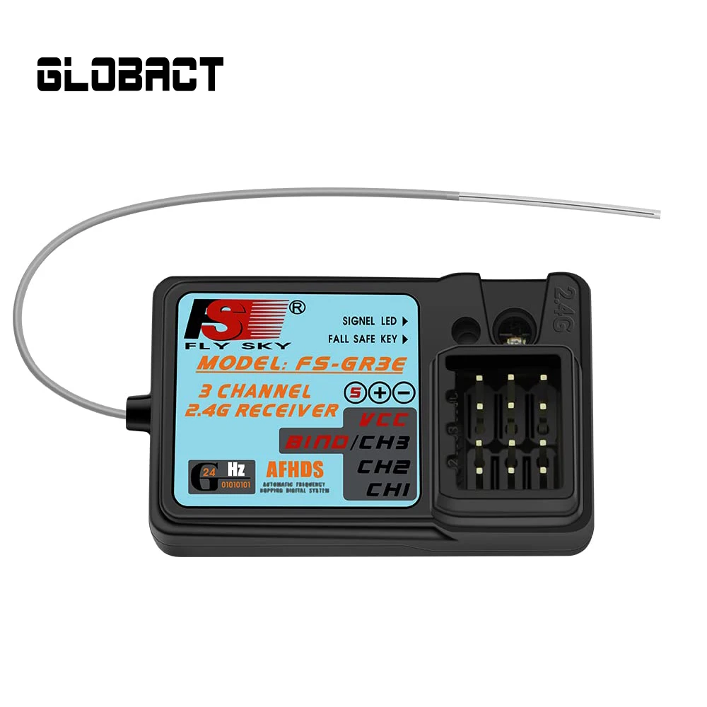 GLOBACT Flysky GR3E Receiver 2.4G Waterproof FS-GR3E 3CH Receiver for FS-GT2 FS-GT2B FS-GT3B FS-GT3C FZ-IT4S RC Car Boat