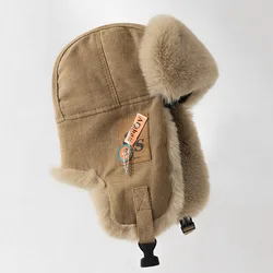 New Bomber Hat Men Women Thick Warm Russian Ushanka Fur Hat Fashion Male Female Winter Hat Black Grey Earflap Ski Russian Cap