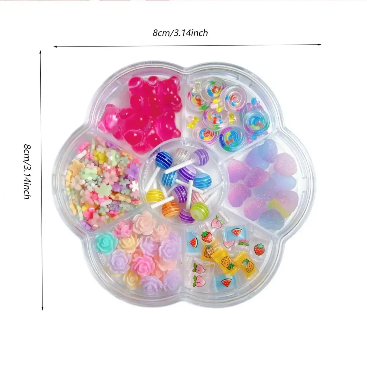 1 caixa misturada bonito simulado sobremesa doces borboleta decorações da arte do prego resina 3d dos desenhos animados gato peixe urso encantos do prego suprimentos